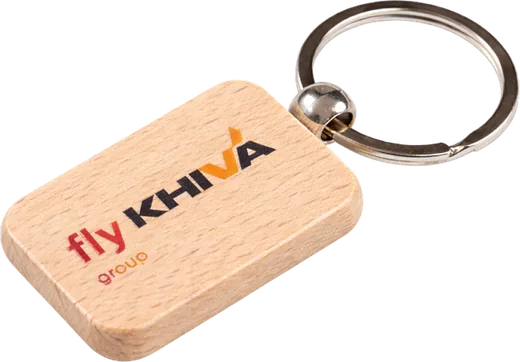 Деревянный брелок Fly Khiva — пример нашей печати